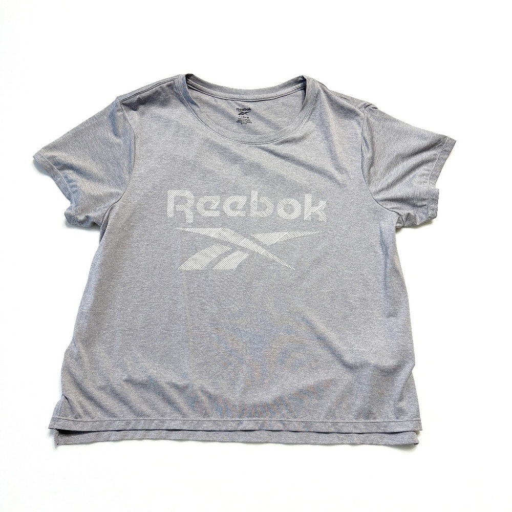 Reebok Women's Gray Crew Neck T-Shirt Short Sleeve Activewear Size Large